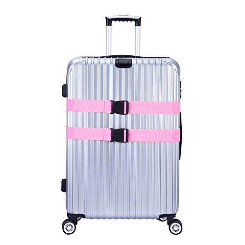 Hibate Adjustable Luggage Strap Suitcase Straps Bag Belt Travel Accessories - Pink, 4 Pack - Thumbnail 3