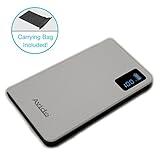 *World's Thinnest w/ LED Screen* Avido™ 10,000mAh 2.1A / 1A Dual USB Output & Fast Charge (2.0A) Input Portable Power Bank / External Battery Ultra-Thin for USB devices (Retail Packaging) White