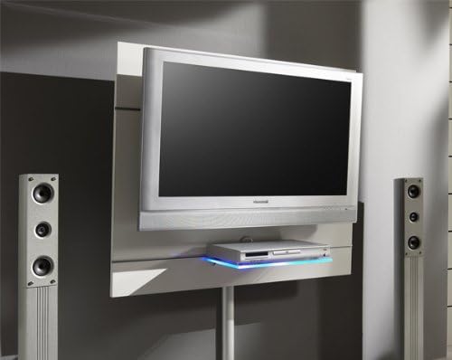 Tv Wand Wandpaneel Tv Halterung Mit Glasboden Weiss Hochglanz Amazon De Kuche Haushalt