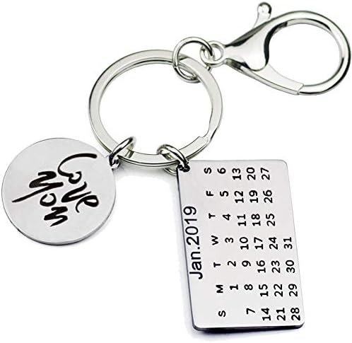 Fwarm Calendar Custom Engraved Date Keychain Personalized Keyring Customized Memorial Couples Key Chain