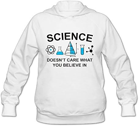 GqushuA Funny Science Doesn't Care What You Believe Women's Long Sleeve Hoodies S White