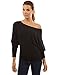 PattyBoutik Women One Shoulder Batwing Sweater Knit Top (Black Medium)