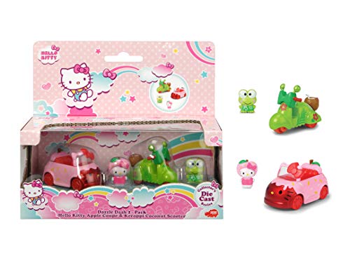 Dickie Toys Hello Kitty Apple + Keroppi Coconut Lot de 2 Fonte d'aluminium, Amovibles, Longueur du véhicule : 6 cm, Taille de la Figurine : 2,5 cm, à partir de 3 Ans, 253242002, Rose