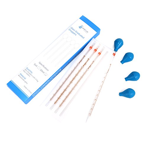 10ML Glass Graduated Droppers Pipettes Dropping Pipettes Fluid And Liquid Pipettors with Big Rubber Caps 4 Pcs - Thumbnail 5