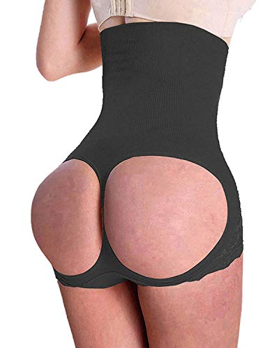 SAYFUT Women's Butt Lifter Shaper Seamless Tummy Control Hi-waist Thigh Slimmer, S(Waist 20"-24"/Hip 26"-34"), Black, S(Waist 20"-24"/Hip 26"-34"), Black