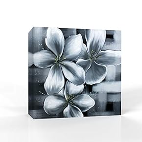 wall26 Canvas Wall Art Black and White Flower...