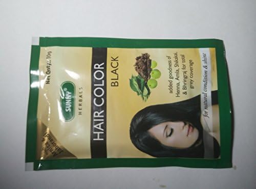 20 Sachets Sunny Herbals Black Hair Color (with Arnica, Jaborandi) 10 gms each - Total 200 gms