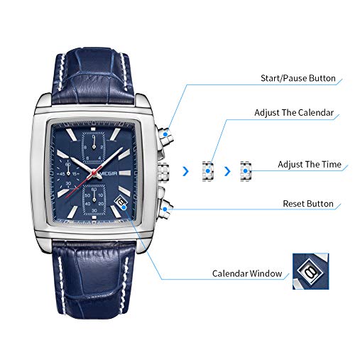 MEGIR-Mens-Business-Analog-Chronograph-Luminous-Rectangle-Quartz-Watch-with-Stylish-Leather-Strap-for-Sport-Work