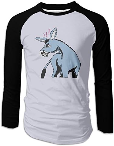 HAKLA Men's Blue Gray Turned Mule Mule Long Sleeve Raglan T-Shirt
