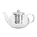 Glass Teapot Kettle with Infuser - Removable Stainless Steel Strainer Steeper and Lid for Loose Leaf and Blooming Tea - Strong Borosilicate Clear Glass Tea Pot - 700 ml / 24 Ounces by Foodie Aid