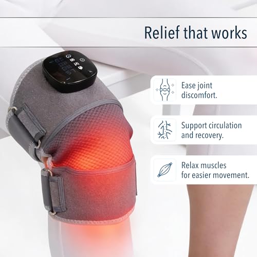 FORTHiQ RED+ Knee Massager with Heat and Red Light Therapy, Knee Brace with 5 Intensity Levels, 52 Red & Infrared Lights, Cordless, Adjustable for Knees, Elbows & Shoulders, Gift for Men & Women