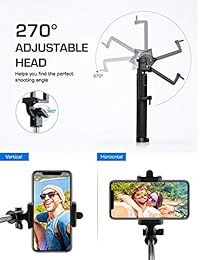 Mpow Selfie Stick Bluetooth, iSnap X extensible monopié integrado Bluetooth disparador remoto compatible con iPhone Xs XS Max XR X 8 8P 7 7P 6s 6 5, Galaxy S9 8 7 6 Note, Nubia, Huawei y más, negro (iSnap X-Black)