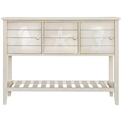 Console Table Cream Beach Nautical Coastal Rectangle Wood Painted Shelf