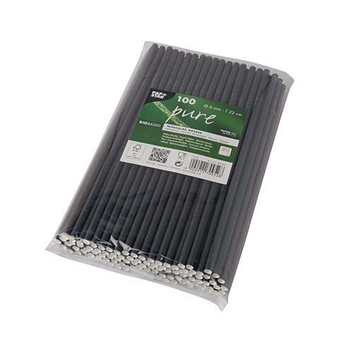 Papstar Trinkhalme, Papier "pure" Ø 6 mm, 22 cm schwarz flexibel 88366 Papiertrinkhalme Papierstrohhalme mit Knick umweltfreundlich, 1000 Stück – Bild 4