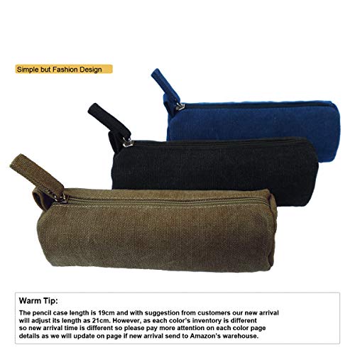 Enyuwlcm Heavy Canvas Stationery Portable Compact Simple Zipper Pencil Case and Durable Small Medicine Bag 1 Pack Khaki - Thumbnail 7