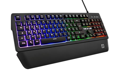 The G-Lab Keyz Palladium Gaming-Tastatur, AZERTY, kabelgebunden, USB, RGB-LED-Hintergrundbeleuchtung, Mehrfarbig, magnetische Handgelenkauflage, 26 Tasten, Anti