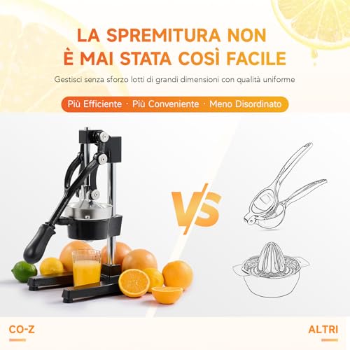 CO-Z Professional Manual Citrus Juicer Pomegranate Orange Lemon Squeezer with Steel Lever for Home, Restaurant, Bar (BK Steel)