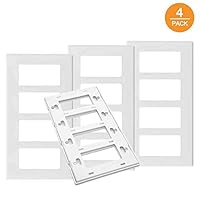 Screwless Decorator Wall Plate Standard Size, SZICT 4 Pack Child Safe Outlet Cover 4 Gang Wall Plate Unbreakable Polycarbonate Thermoplastic, White...