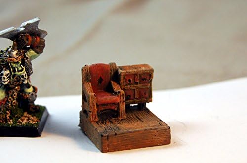 Painted Miniature chair built as terrain scenery for 25mm wargames (such as Hordes or Warmachine), and Role Playing Games (RPG) like Dungeons and Dragons (D&amp;D)