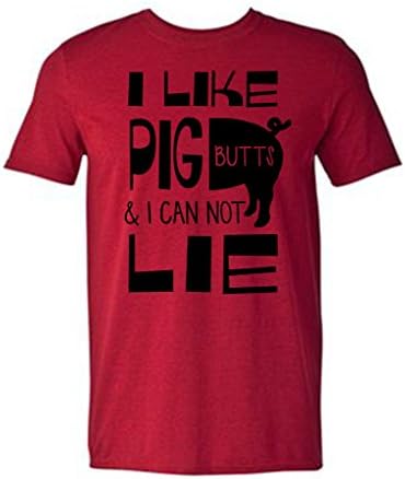 Adorkable Tees I Like Pig Butts And I Can Not Lie, Bacon/Pork Humor Men's T-Shirt X-Large Heathered Cherry Red