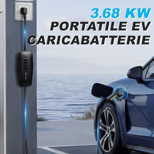 Type 2 Charging Cable, 3.68kW/5m, Electric Car Charging Cable, 16A EV Charger, Type 2 for Electric Vehicles with Schuko Single Phase, IP65, Compatible with Model Y/3, XC60