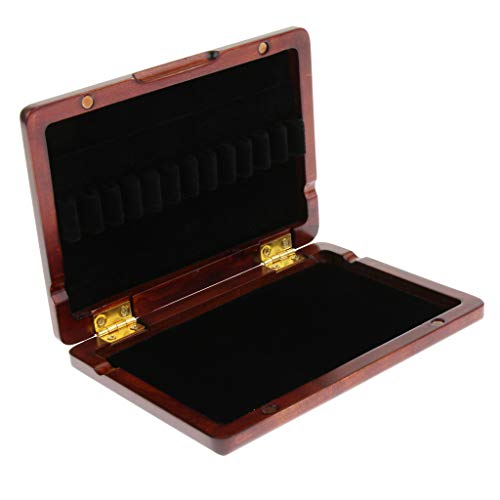 image for Baosity Wooden Oboe Reed Storage Case for 12 Reeds Dark Red