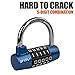 BV 5 Digit Combination Alloy Padlock - Safety Lock for Toolbox, Closet & Gym Locker (Blue - Pair)