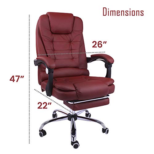 Halter Reclining Leather Office Chair, Modern Executive Adjustable Rolling Swivel Chair, Gaming