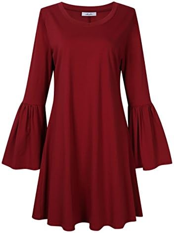 MissQee Women Plus Size Flare Casual Loose Bell Sleeve Shirt Dress