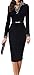 LunaJany Women's Polka Dot Long Sleeve Wear to Work Office Pencil Dress Large Black