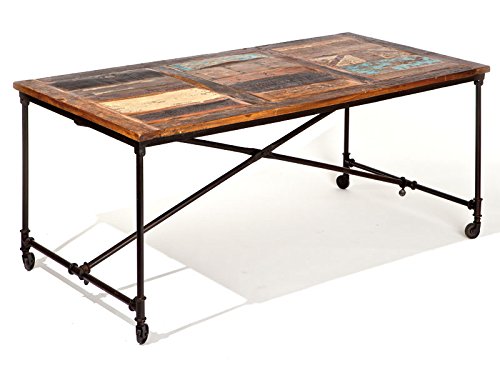Inter Link 85300580 Mesa De Cocina Metal Oxidado Madera