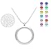 Birthstone Family Tree of Life Screw Floating Charm Living Memory Locket, DIY Stainless Steel Toughened Glass Pendant Necklace (Magnet-Smooth)