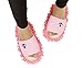 Friendly House Women's Microfiber Floor Cleaning Mop Slippers with Stripes and Embroidery (Suitable for Women Size 7-9, Fushcia)