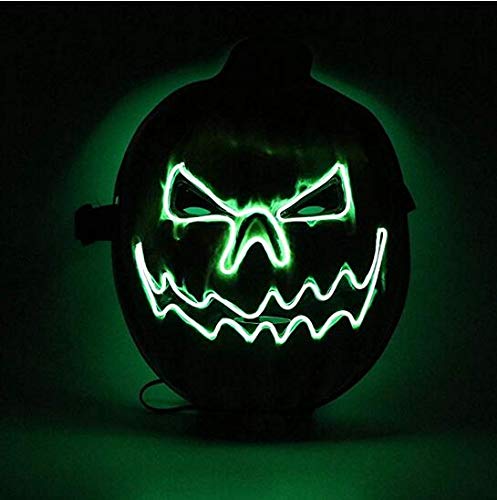 Yostyle Halloween Scary Pumpkin Mask Cosplay Decorations Led Costume Mask EL Wire Light up for Halloween Festival Party Yellow