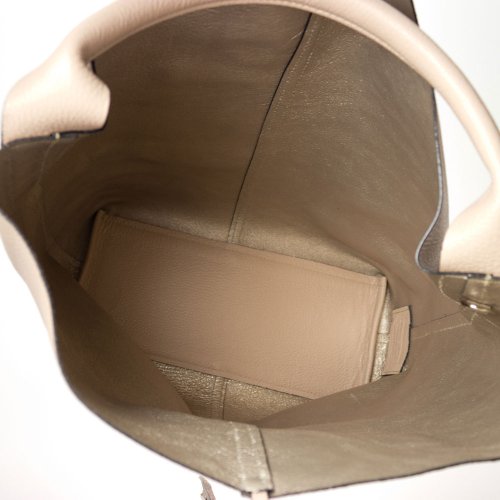 Gianni Chiarini Italian Made Beige Pebbled Leather Oversize Slouchy Hobo Bag