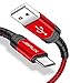 JSAUX Micro USB Cable for Android, (2-Pack 6.6FT) Micro USB Android Charger Cable Nylon Braided Cord Compatible with Galaxy S7 S6 J7 Edge Note 5, Kindle. MP3 and More-Red