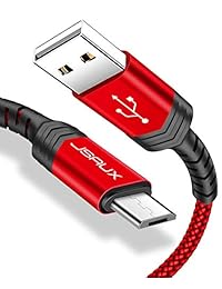 Micro USB Cable Android, jsaux (Pack de 2) Micro USB a USB de 6.6 ft un cargador de sincronización de alta velocidad Cable trenzado de nailon para Samsung Galaxy S6 S7 edge J7 Note 5, LG, Kindle, Xbox, PS4, cámara, Smartphones y más (rojo)
