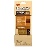 3M 11180-G Sandpaper with No Slip Grip Backing, 180 Grit, 3-2/3 by 9-Inch, Gold, 5 Per Pack