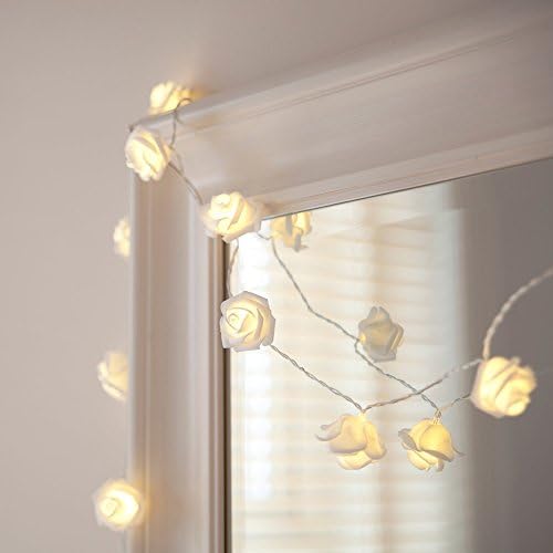 Rose Flower String Lights, EONSMN 20 LED Battery Operated Fairy Lights for Valentine's Wedding Party Indoor Decoration(Warm White)