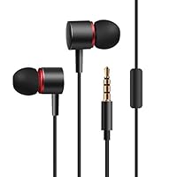 AutumnFall In Ear Headphones with Mic Wired Earbuds Earphones Functional Wired Headphones Music (Black)