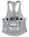 Muscle Alive Mens Bodybuilding Stringer Tank Tops Cotton Racerback Arch Hem Gray Color Size M
