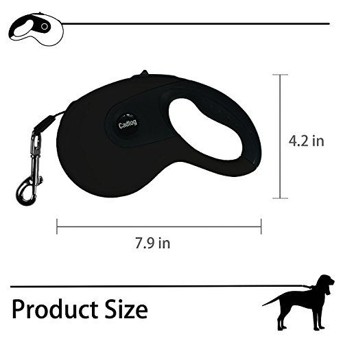 Cadtog Retractable Dog Leash,16 ft Dog Walking Leash for Medium Large Dogs up to 110lbs,One Button Break & Lock, Dog Waste Dispenser and Bags Included (Black)