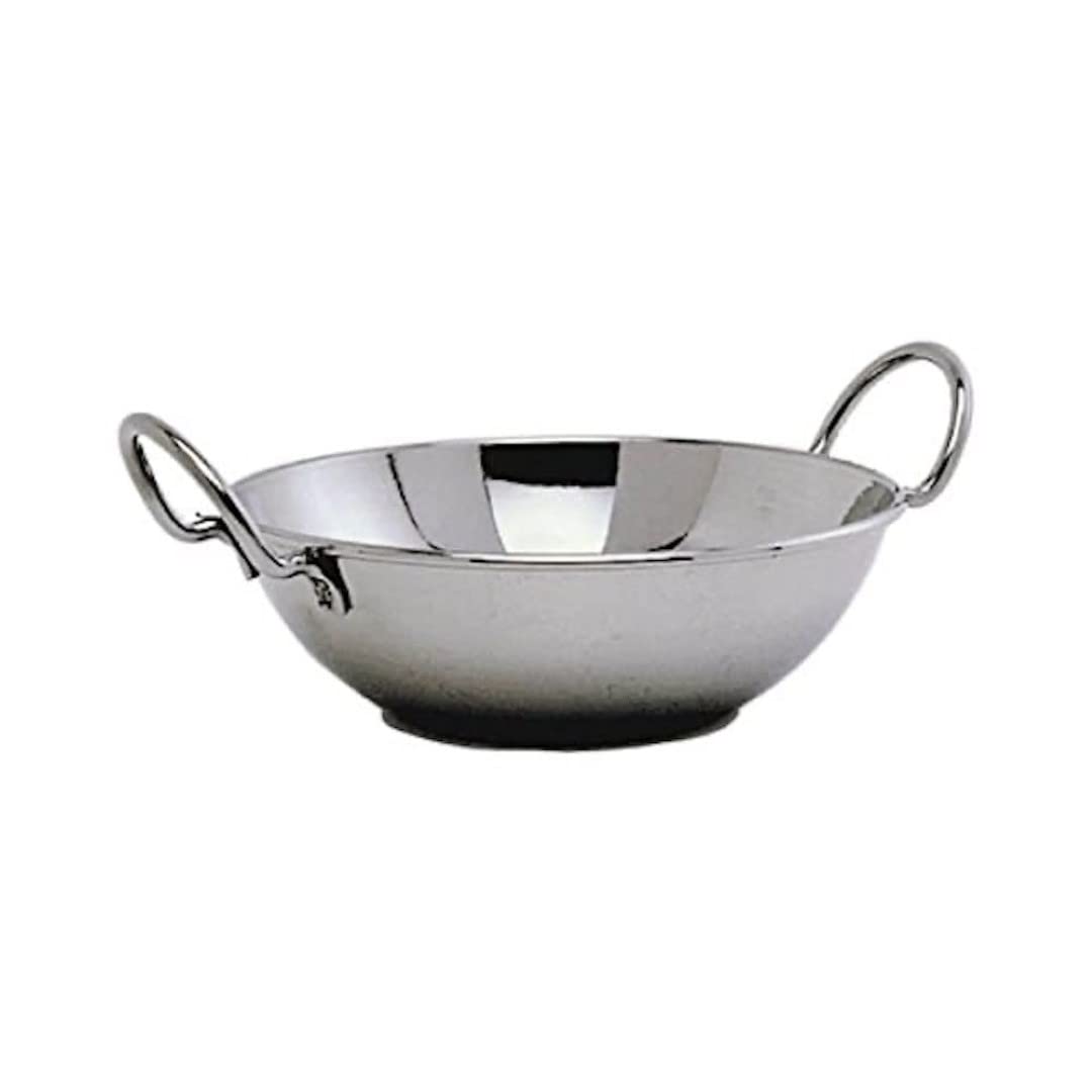 Genware NEV-BD15 Balti Dish, Stainless Steel, 15 cm, 6" with Handles