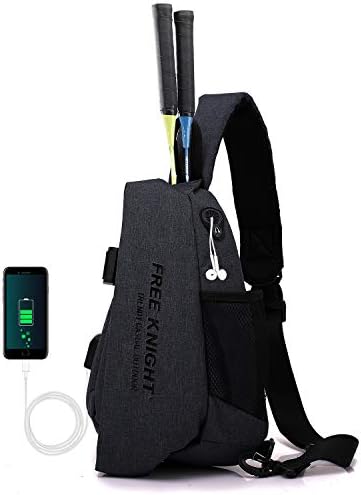 FREE KNTGHT Sling Chest Bag Shoulder Crossbody Backpacks Triangle Rucksack with USB Charging Port and Headphone Port for Outdoor Hiking Casual Men Women