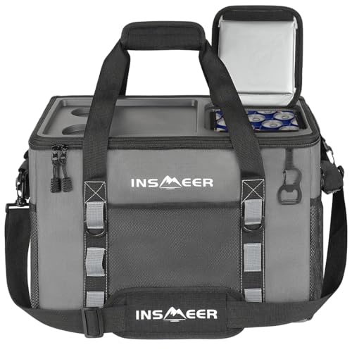 INSMEER Bolsa Termica Grande de Capota Rígida com 2 Porta-Copos, Saco Refrigerador Dobrável - 70 latas, À Prova de Vazamentos/Portátil Cooler Termico para Praia, Acampamento, Churrasco, Eventos
