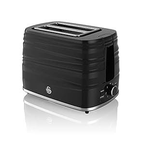 Swan, ST31050BN, 2 Slice Symphony Toaster, High Gloss and Matt Finish, 930 Watt, Black, Plastic