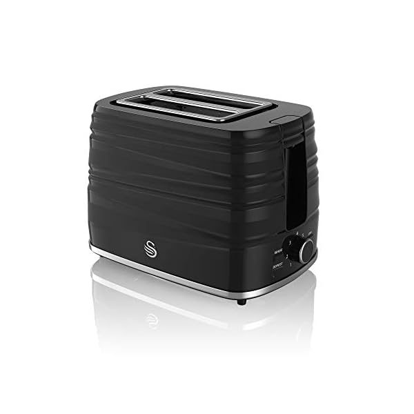 Swan, ST31050BN, 2 Slice Symphony Toaster, High Gloss and Matt Finish, 930 Watt, Black, Plastic