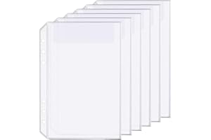 6 Pack A5 6 Holes Binder Bag Plastic Binder Folders Waterproof 6 Holes Holder for Receipt Ticket (1 Pocket, A5)