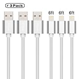 MAXGADGET Lightning Cable,3Pack 6FT Nylon Braided Charger Cable for iPhone 6S Plus 6 Plus 7 Plus 5 5S 5C SE, iPad Pro Air, iPad Mini 2 3 4, iPod-White