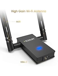 EDUP WiFi Adapter 1300Mbps USB 3.0 High Gain Wireless Adapter 802.11AC Dual Band with 5G 867Mbps 2.4G 400Mbps 6DBI External Dual Antennas Supports Windows 10 8.1 8 7 XP Vista, Mac OS X 10.7-10.13